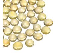 sourcing map Glass Beads,40pcs Flat Glass Gemstone Light Yellow 0.44lbs (0.47-0.55") Glass Marbles Pebbles for Vase Fillers Aquarium Decor DIY Craft