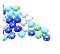 sourcing map Glass Beads,Flat Glass Gemstone Green/White/Blue/Deep Blue 0.22lbs (0.47-0.87") Glass Marbles Pebbles for Vase Fillers Aquarium Decor DIY Craft