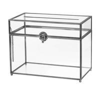 sourcing map Glass Card Box Wedding Card Box with Lock for Wedding Reception, 10" x 6" x 8" Envelope Card Holder for Reception, Graduation, Gift Cards, Black