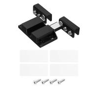 sourcing map Glass Door Magnetic Catch Latch Closures with Clamp, 1 Set for 5-8mm Glass, Push Open Double Glass Door Magnetic Touch Latch, Black