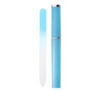 sourcing map Glass Nail File Kit 280 Grit Double Sided Professional Manicure Crystal Fingernail Files with Case for Natural Nail Art Shine Polishing Buffer, Light Blue