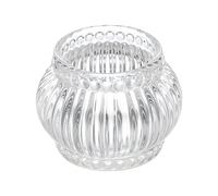sourcing map Glass Tea Light Candle Holder, Round Pinstripe Crystal Glass Votive Candle Holder for Desk Table Centerpiece, Wedding, Party, and Home Decor(Clear)