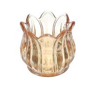sourcing map Glass Tea Light Candle Holder, Tulip Crystal Glass Votive Candle Holder for Desk Table Centerpiece, Wedding, Party, and Home Decor(Brown)