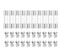 sourcing map Glass Tube Fuses, 5x20mm 1.25A 250V Slow Fast Blow Glass Cartridge Tube Fuse with 20pcs Safety Clip for Replacing or Repairing Many Home Electronics(Pack of 10)