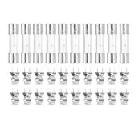 sourcing map Glass Tube Fuses, 5x20mm 1.6A 250V Slow Fast Blow Glass Cartridge Tube Fuse with 20pcs Safety Clip for Replacing or Repairing Many Home Electronics(Pack of 10)