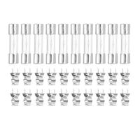 sourcing map Glass Tube Fuses, 5x20mm 10A 250V Slow Fast Blow Glass Cartridge Tube Fuse with 20pcs Safety Clip for Replacing or Repairing Many Home Electronics(Pack of 10)