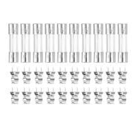 sourcing map Glass Tube Fuses, 5x20mm 15A 250V Quick Fast Blow Glass Cartridge Tube Fuse with 20pcs Safety Clip for Replacing or Repairing Many Home Electronics(Pack of 10)