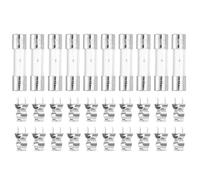 sourcing map Glass Tube Fuses, 5x20mm 1A 250V Slow Fast Blow Glass Cartridge Tube Fuse with 20pcs Safety Clip for Replacing or Repairing Many Home Electronics(Pack of 10)