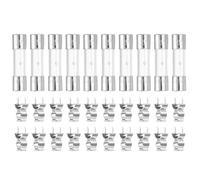 sourcing map Glass Tube Fuses, 5x20mm 3.15A 250V Slow Fast Blow Glass Cartridge Tube Fuse with 20pcs Safety Clip for Replacing or Repairing Many Home Electronics(Pack of 10)