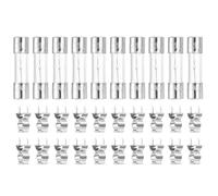 sourcing map Glass Tube Fuses, 5x20mm 4A 250V Slow Fast Blow Glass Cartridge Tube Fuse with 20pcs Safety Clip for Replacing or Repairing Many Home Electronics(Pack of 10)