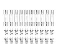 sourcing map Glass Tube Fuses, 5x20mm 5A 250V Slow Fast Blow Glass Cartridge Tube Fuse with 20pcs Safety Clip for Replacing or Repairing Many Home Electronics(Pack of 10)
