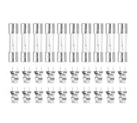 sourcing map Glass Tube Fuses, 5x20mm 6.3A 250V Slow Fast Blow Glass Cartridge Tube Fuse with 20pcs Safety Clip for Replacing or Repairing Many Home Electronics(Pack of 10)