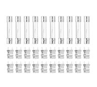 sourcing map Glass Tube Fuses, 6x30mm 10A 250V Slow Fast Blow Glass Cartridge Tube Fuse with 20pcs Safety Clip for Replacing or Repairing Many Home Electronics(Pack of 10)