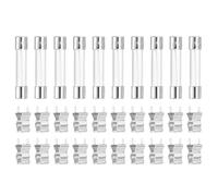 sourcing map Glass Tube Fuses, 6x30mm 12A 250V Quick Fast Blow Glass Cartridge Tube Fuse with 20pcs Safety Clip for Replacing or Repairing Many Home Electronics(Pack of 10)