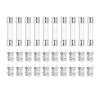 sourcing map Glass Tube Fuses, 6x30mm 2A 250V Slow Fast Blow Glass Cartridge Tube Fuse with 20pcs Safety Clip for Replacing or Repairing Many Home Electronics(Pack of 10)