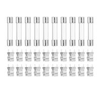 sourcing map Glass Tube Fuses, 6x30mm 3.15A 250V Quick Fast Blow Glass Cartridge Tube Fuse with 20pcs Safety Clip for Replacing or Repairing Many Home Electronics(Pack of 10)