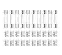 sourcing map Glass Tube Fuses, 6x30mm 7A 250V Slow Fast Blow Glass Cartridge Tube Fuse with 20pcs Safety Clip for Replacing or Repairing Many Home Electronics(Pack of 10)