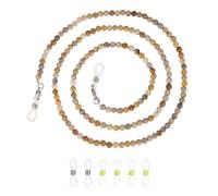 sourcing map Glasses Chain for Women, Natural Stone Beaded Eyeglass Holder Necklace, 28 Inch Bohemia Crystal Sunglasses Strap Lanyard with Silicone Loops, Matte Earthy