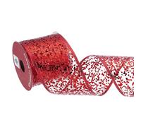 sourcing map Glitter Mesh Wired Ribbon, 2.5 Inch x 10 Yard Sparkling Edge Ribbon for Christmas Tree for Gift Wrapping Bow Wreath Crafts Wedding Party Decoration, Red