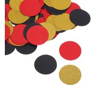 sourcing map Glitter Round Confetti Cutouts Paper Circles Cut-outs for Wedding Birthday Party Table Board Wall Decorations, 1.2" in Diameter(Red & Black & Gold, 200pcs)