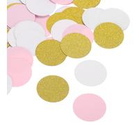 sourcing map Glitter Round Confetti Cutouts Paper Circles Cut-outs for Wedding Birthday Party Table Board Wall Decorations, 1.2" in Diameter(Gold & Pink & White, 200pcs)
