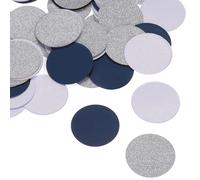 sourcing map Glitter Round Confetti Cutouts Paper Circles Cut-outs for Wedding Birthday Party Table Board Wall Decorations, 1.2" in Diameter(White & Silver & Dark Blue, 200pcs)