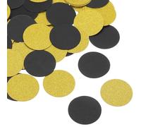 sourcing map Glitter Round Confetti Cutouts Paper Circles Cut-outs for Wedding Birthday Party Table Board Wall Decorations, 1.2" in Diameter(Black & Gold, 200pcs)