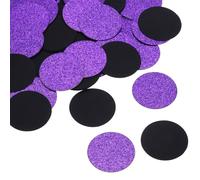 sourcing map Glitter Round Confetti Cutouts Paper Circles Cut-outs for Wedding Birthday Party Table Board Wall Decorations, 1.2" in Diameter(Dark Purple & Black, 200pcs)