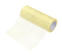 sourcing map Glitters Mesh Ribbon, 6" x 10 Yards Sheer Glitters Yarn Ribbon Nylon Decorative Metallic Foil Wave Mesh Ribbon Rolls for Christmas Trees, Wreaths, Garlands(Light Gold)