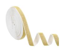 Sourcing Map Glitters Sewing Elastic Bands, 0.6" x 5 Yard Metallic Sparkling Polyester Elastic Stretch Ribbon Trim, White Edge Gold, Casual