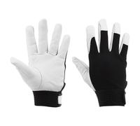 sourcing map Goatskin Leather Work Gloves with Hook and Loop, Breathable Driver Gloves Garden Glove for Driving, Gardening, Welding, Construction, White, XL, Pair of 1