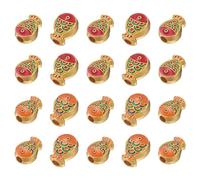 sourcing map Gold Fish Beads, 20 Pcs Enamel Charm Beads Chinese Style Fortune Fish Dangle Beading Assortments for Handmade DIY Jewelry Making Bracelet Necklace Accessories, Red