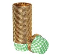 sourcing map Gold Green Plaid Cupcake Cups, 50pcs Aluminum Foil 3.5oz Standard Cupcake Liners Cupcake Baking Cups for Birthday Party Supplies Weddings Decorations