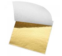 sourcing map Gold Leaf Foil Sheet, Golden Leaf Papers, 8.5x8mm for Art Decoration, Sculptures, Painting, Pack of 100