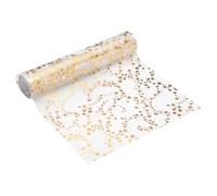 sourcing map Gold Tone Table Runner Roll, 11" x 30 Feet Sequin Foil Metallic Mesh Table Runner Decor Sparkle Foil Thin Table Decoration Centerpiece for Wedding Birthday Party Christmas