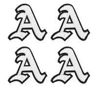 sourcing map Gothic Iron on Letter Patches, 2" Letter A Patches Sew-on Embroidered Alphabet Patch A-Z Old English Letters for DIY Clothes Jeans Jackets Bags, White Black, 4pcs