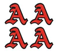 sourcing map Gothic Iron on Letter Patches, 2" Letter A Patches Sew-on Embroidered Alphabet Patch A-Z Old English Letters for DIY Clothes Jeans Jackets Bags, Red Black, 4pcs