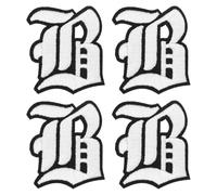 sourcing map Gothic Iron on Letter Patches, 2" Letter B Patches Sew-on Embroidered Alphabet Patch A-Z Old English Letters for DIY Clothes Jeans Jackets Bags, White Black, 4pcs