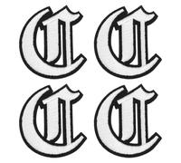 sourcing map Gothic Iron on Letter Patches, 2" Letter C Patches Sew-on Embroidered Alphabet Patch A-Z Old English Letters for DIY Clothes Jeans Jackets Bags, White Black, 4pcs