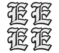 sourcing map Gothic Iron on Letter Patches, 2" Letter E Patches Sew-on Embroidered Alphabet Patch A-Z Old English Letters for DIY Clothes Jeans Jackets Bags, White Black, 4pcs