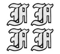 sourcing map Gothic Iron on Letter Patches, 2" Letter F Patches Sew-on Embroidered Alphabet Patch A-Z Old English Letters for DIY Clothes Jeans Jackets Bags, White Black, 4pcs