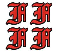 sourcing map Gothic Iron on Letter Patches, 2" Letter F Patches Sew-on Embroidered Alphabet Patch A-Z Old English Letters for DIY Clothes Jeans Jackets Bags, Red Black, 4pcs