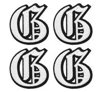 sourcing map Gothic Iron on Letter Patches, 2" Letter g Patches Sew-on Embroidered Alphabet Patch A-Z Old English Letters for DIY Clothes Jeans Jackets Bags, White Black, 4pcs