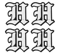 sourcing map Gothic Iron on Letter Patches, 2" Letter H Patches Sew-on Embroidered Alphabet Patch A-Z Old English Letters for DIY Clothes Jeans Jackets Bags, White Black, 4pcs