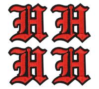 sourcing map Gothic Iron on Letter Patches, 2" Letter H Patches Sew-on Embroidered Alphabet Patch A-Z Old English Letters for DIY Clothes Jeans Jackets Bags, Red Black, 4pcs