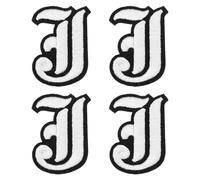 sourcing map Gothic Iron on Letter Patches, 2" Letter J Patches Sew-on Embroidered Alphabet Patch A-Z Old English Letters for DIY Clothes Jeans Jackets Bags, White Black, 4pcs