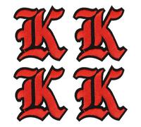 sourcing map Gothic Iron on Letter Patches, 2" Letter K Patches Sew-on Embroidered Alphabet Patch A-Z Old English Letters for DIY Clothes Jeans Jackets Bags, Red Black, 4pcs