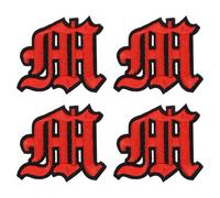 sourcing map Gothic Iron on Letter Patches, 2" Letter m Patches Sew-on Embroidered Alphabet Patch A-Z Old English Letters for DIY Clothes Jeans Jackets Bags, Red Black, 4pcs