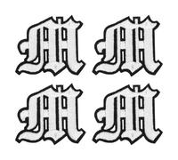 sourcing map Gothic Iron on Letter Patches, 2" Letter m Patches Sew-on Embroidered Alphabet Patch A-Z Old English Letters for DIY Clothes Jeans Jackets Bags, White Black, 4pcs