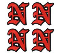 sourcing map Gothic Iron on Letter Patches, 2" Letter N Patches Sew-on Embroidered Alphabet Patch A-Z Old English Letters for DIY Clothes Jeans Jackets Bags, Red Black, 4pcs